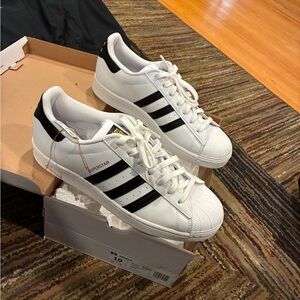 Adidas Superstar White and Black Shoes